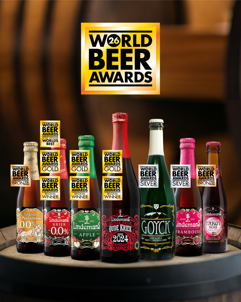 Seven Lindemans Beers awarded at the World Beer Awards 2026, including World’s Best for Lindemans Kriek 0,0%
