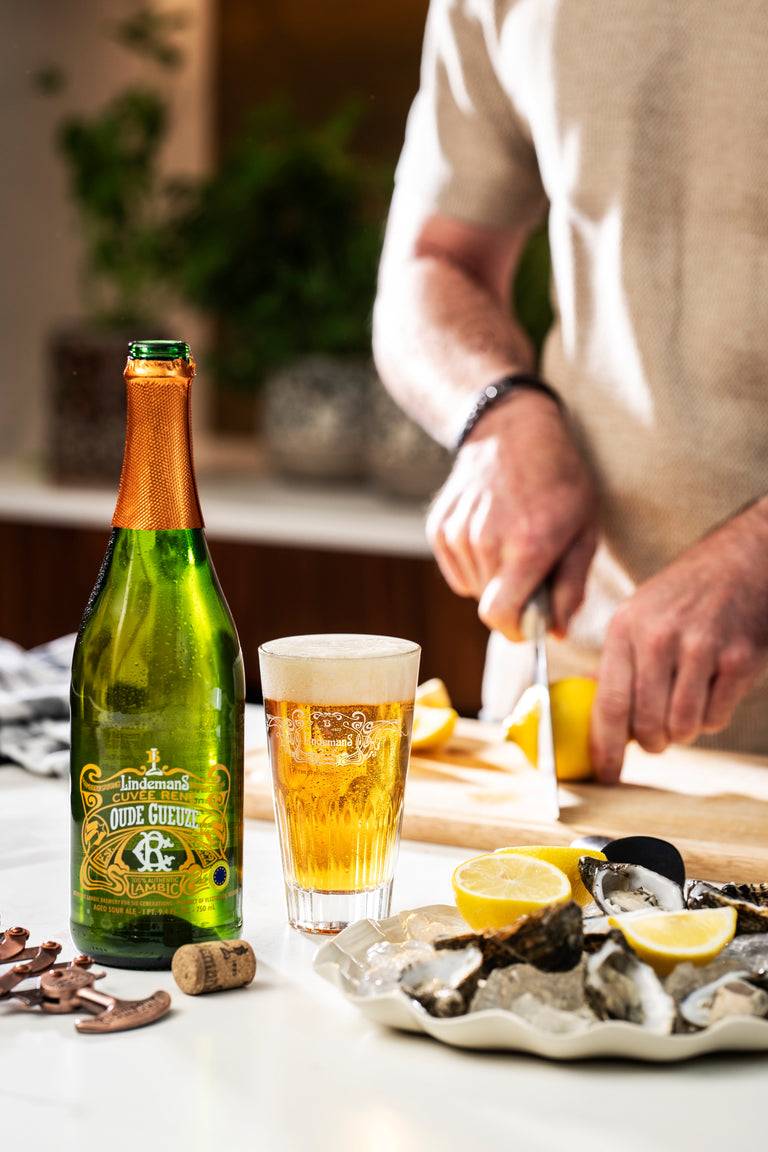 Oysters with Lindemans Oude Gueuze Cuvée René Beer Sauce