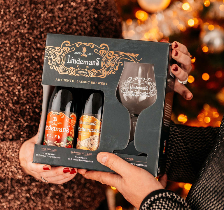 Lindemans Gift pack 4x25cl + crystal glass
