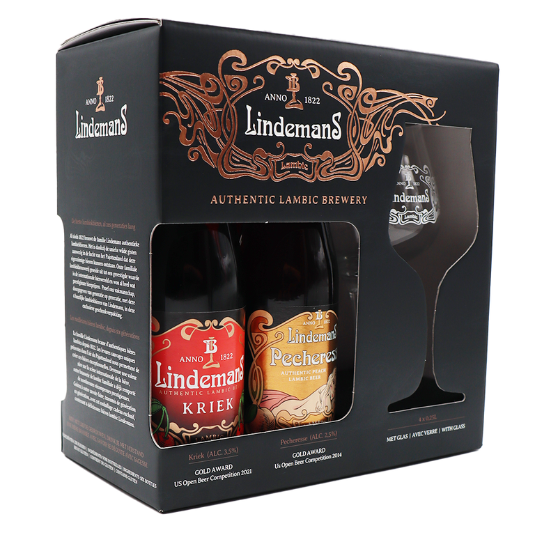 Lindemans Gift pack 4x25cl + crystal glass
